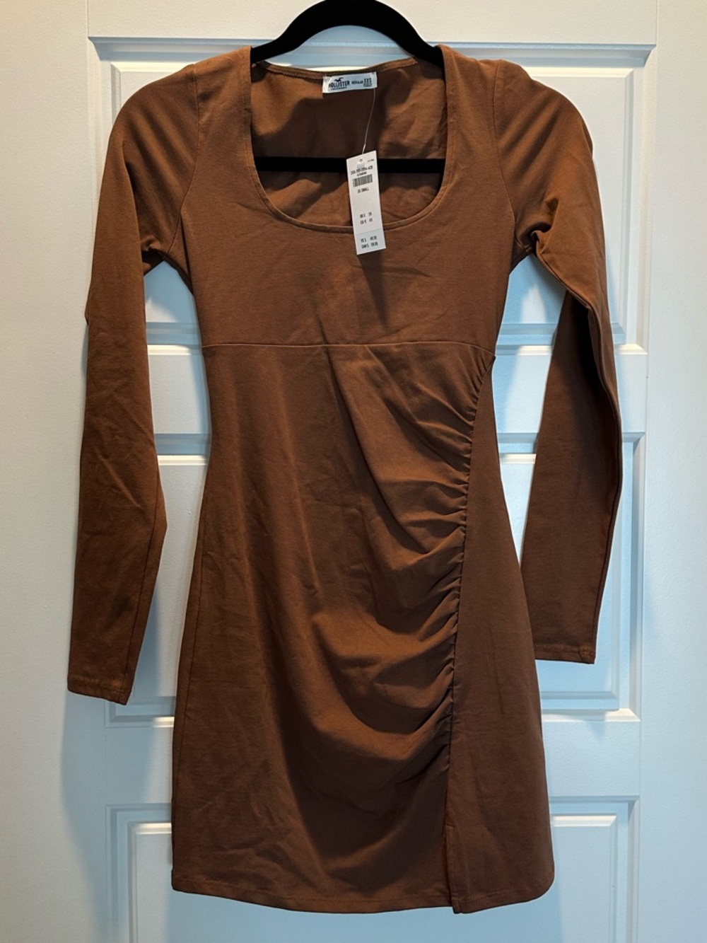 Hollister Brown Long-Sleeve Ruched Dress